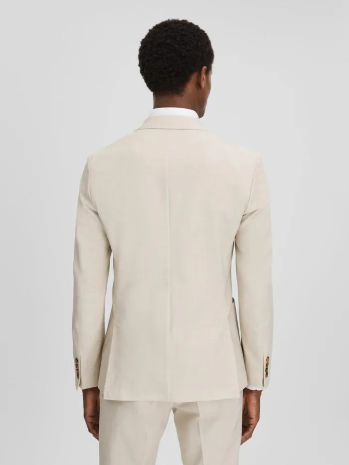 REISS Suits and Tailoring Men Slim Fit Double Breasted Blazer Stone