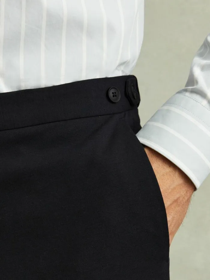 REISS Suits and Tailoring Men StretchJersey Tapered Fit Trousers Navy