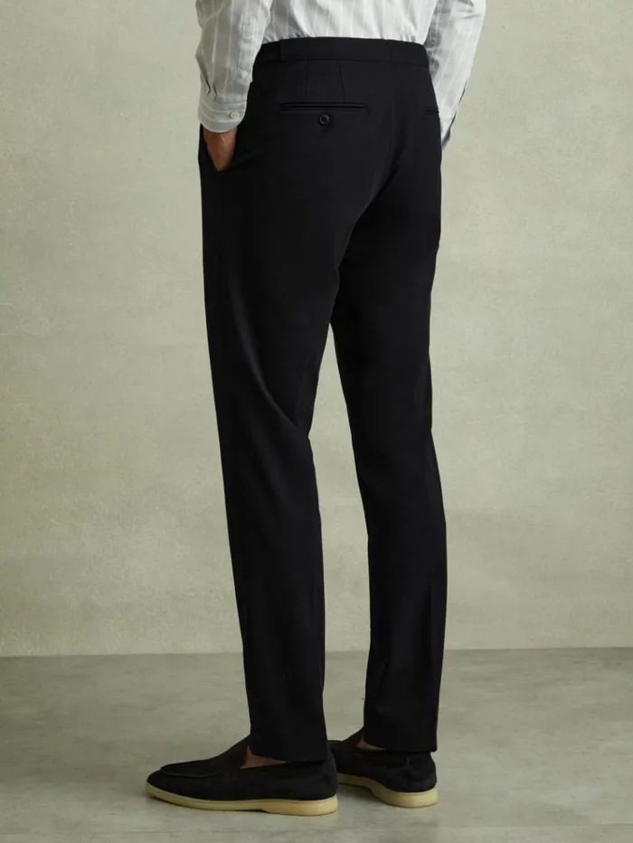 REISS Suits and Tailoring Men StretchJersey Tapered Fit Trousers Navy