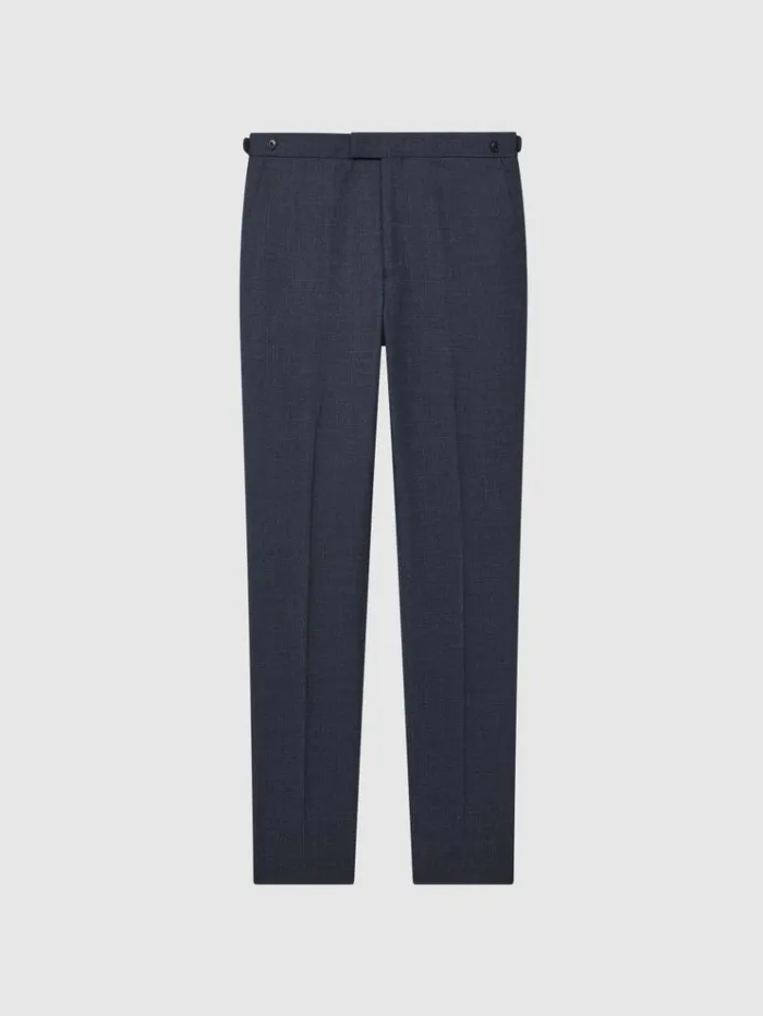 REISS Suits and Tailoring Men Textured Slim Fit Trousers Navy