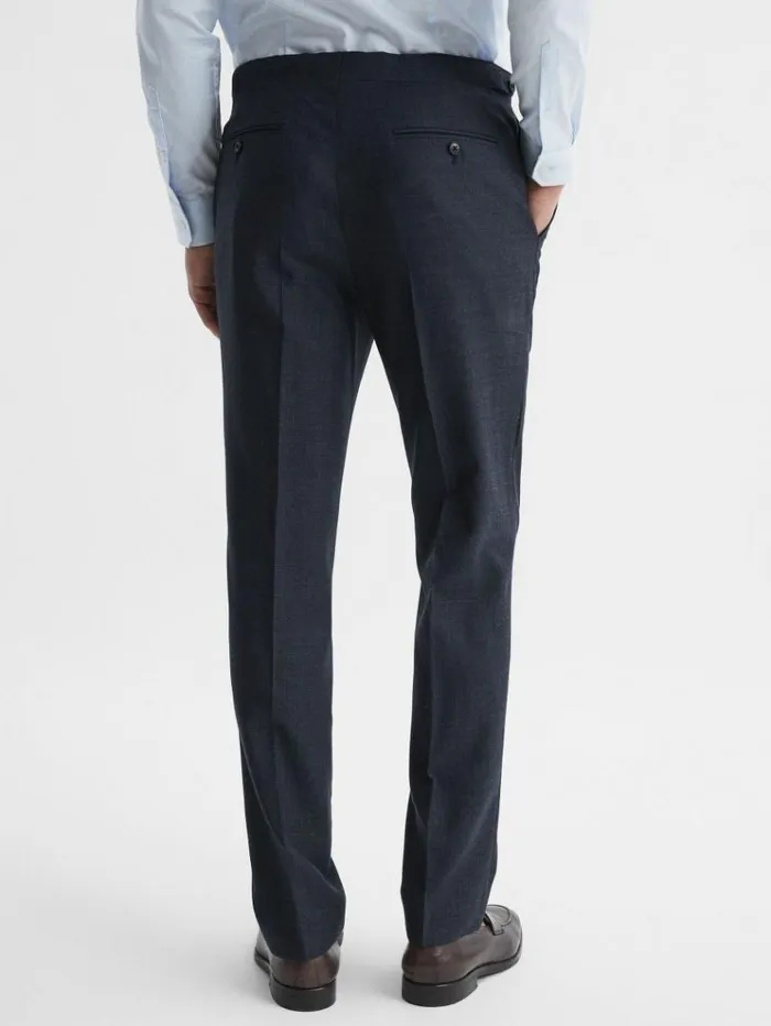 REISS Suits and Tailoring Men Textured Slim Fit Trousers Navy