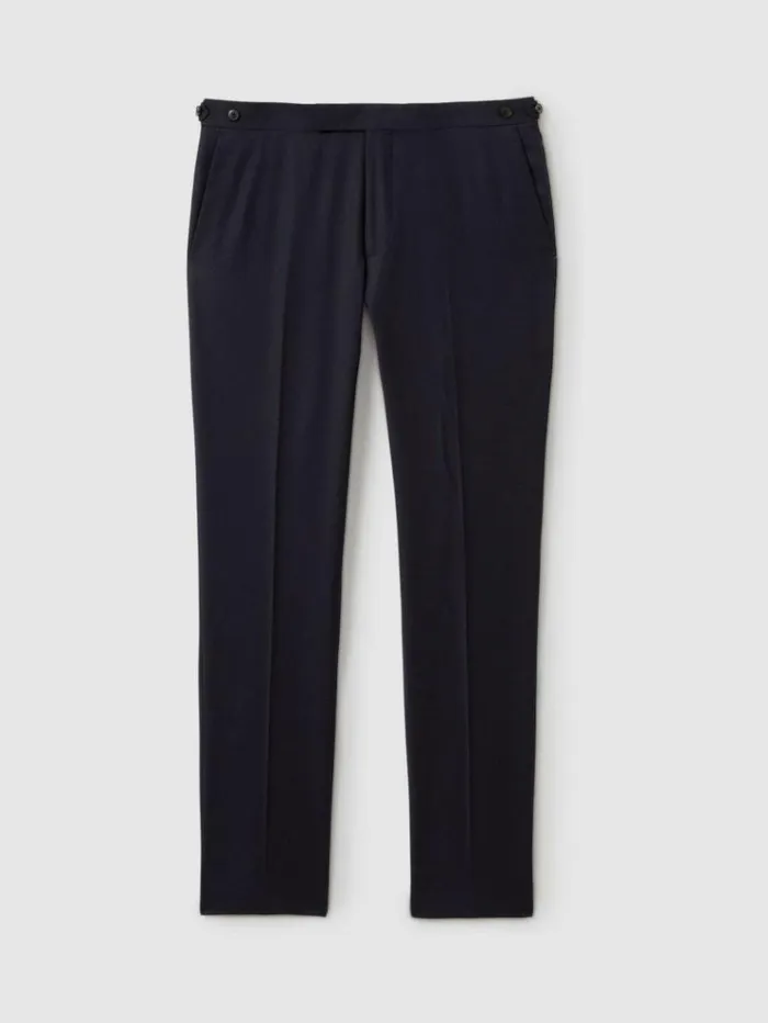 REISS Suits and Tailoring Men WoolBlend Flannel Suit Trousers Navy