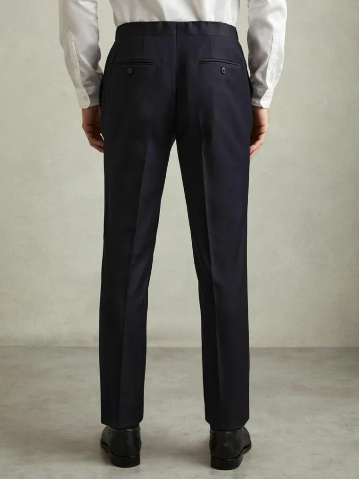 REISS Suits and Tailoring Men WoolBlend Flannel Suit Trousers Navy