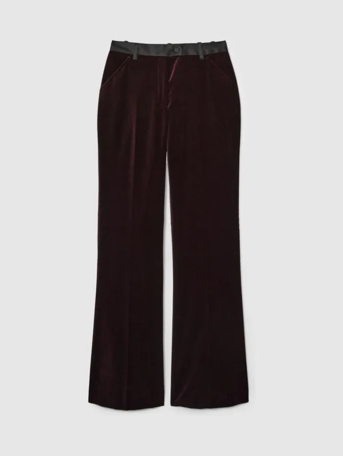 REISS Suits and Tailoring Women CottonVelvet Flared Trousers Burgundy