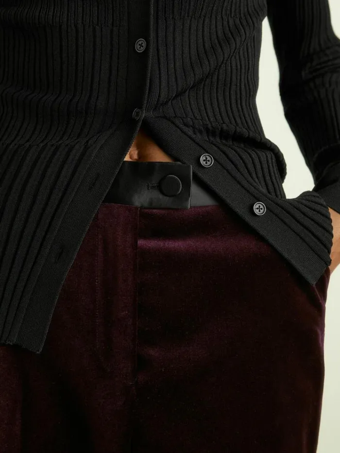 REISS Suits and Tailoring Women CottonVelvet Flared Trousers Burgundy