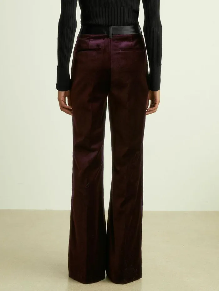 REISS Suits and Tailoring Women CottonVelvet Flared Trousers Burgundy