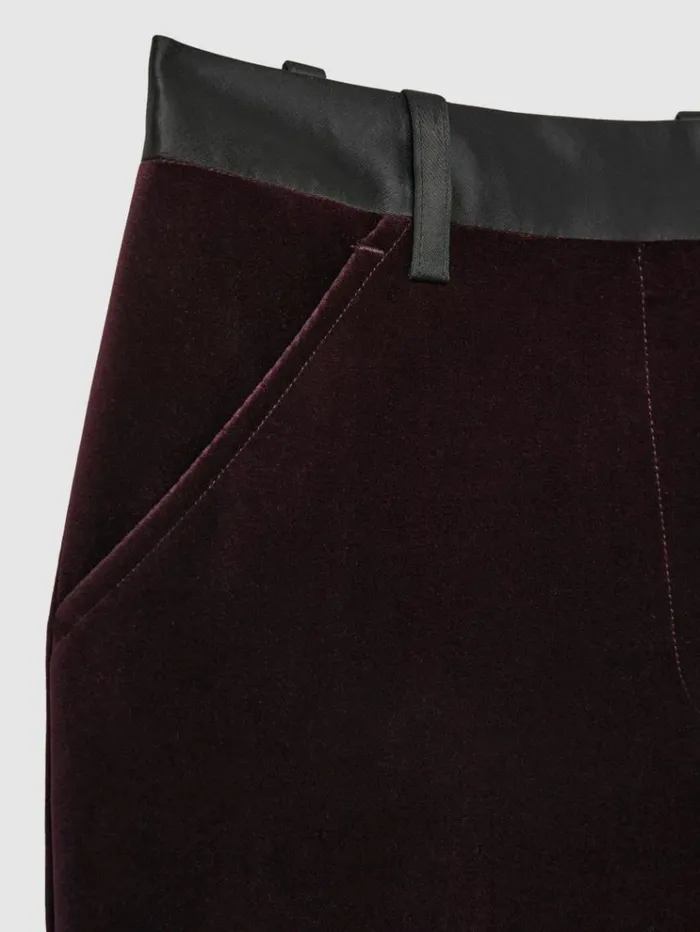 REISS Suits and Tailoring Women CottonVelvet Flared Trousers Burgundy