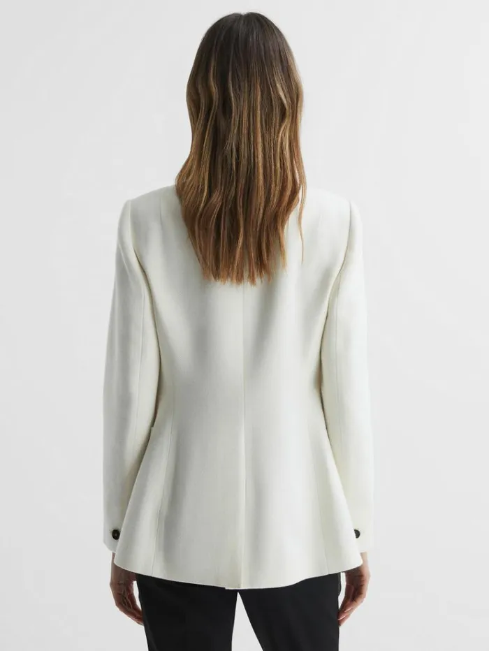 REISS Suits and Tailoring Women Double Breasted Twill Blazer White