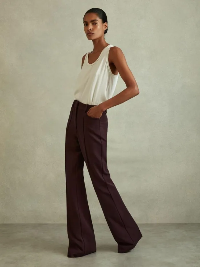 REISS Suits and Tailoring Women Flared Suit Trousers Berry