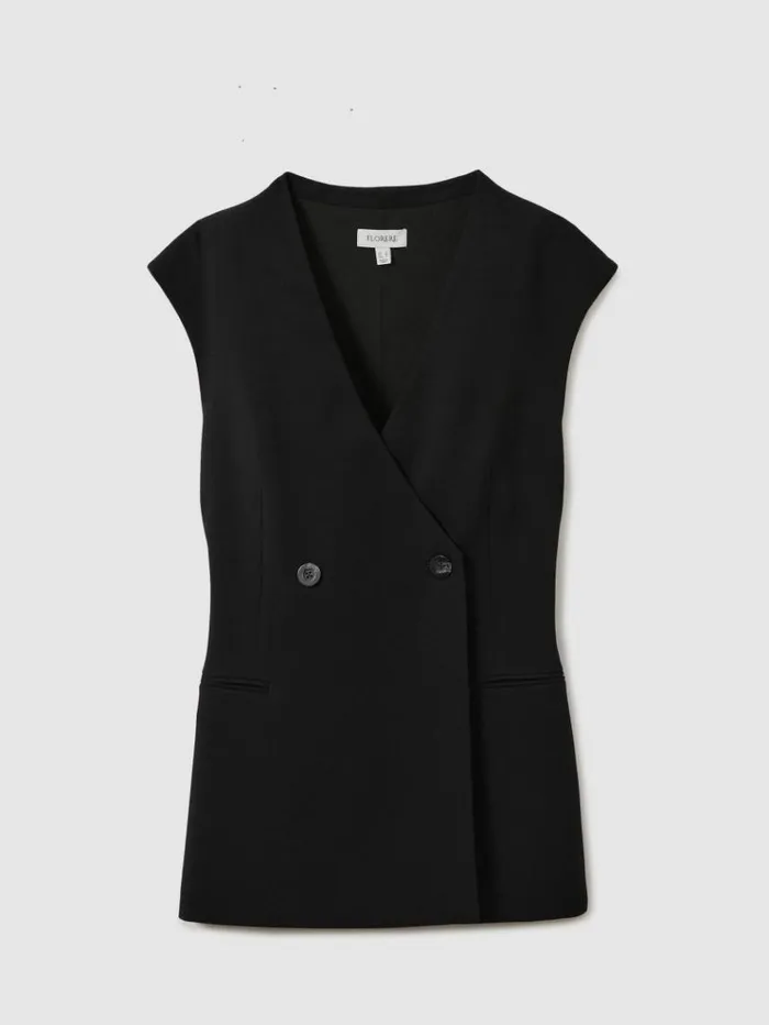 REISS Suits and Tailoring Women Florere Longline Black Waistcoat Black