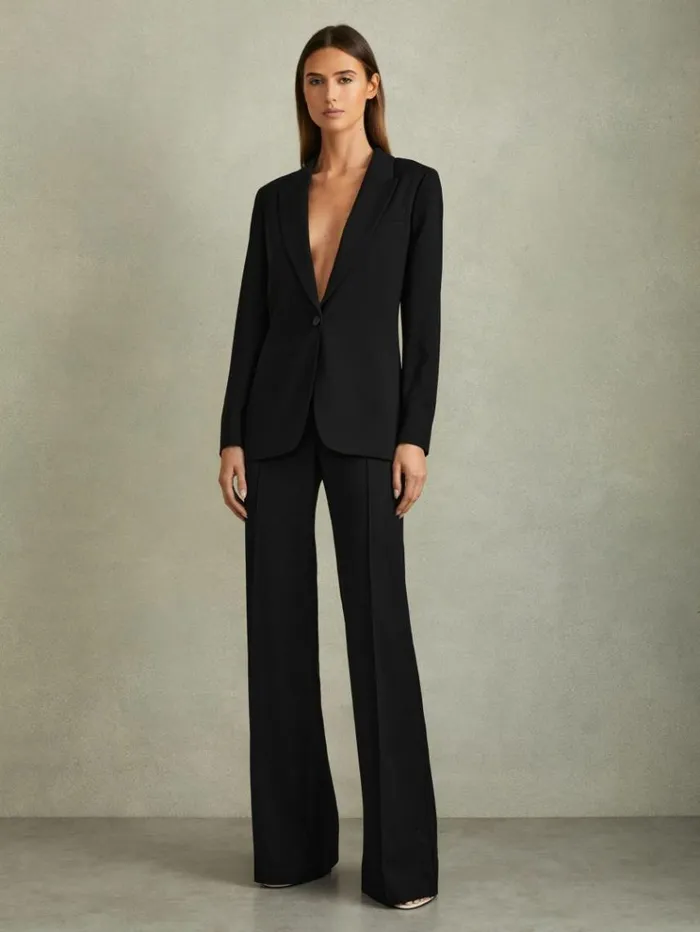 REISS Suits and Tailoring Women Fluid Single Breasted Blazer Black