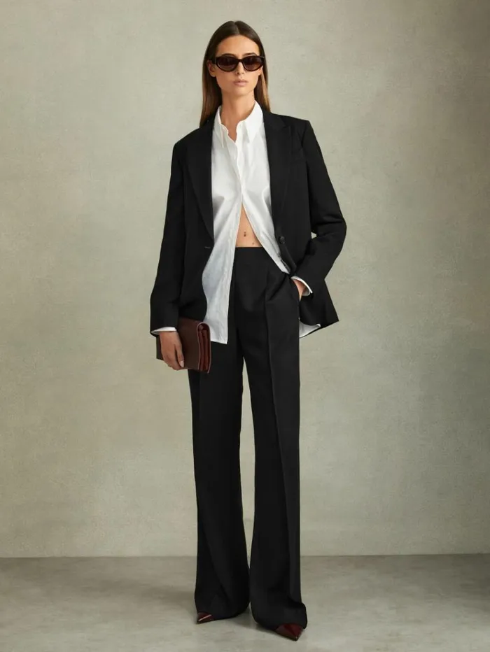 REISS Suits and Tailoring Women Fluid Single Breasted Blazer Black