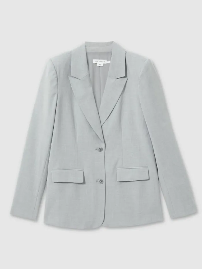 REISS Suits and Tailoring Women Oversized Sharkskin Suit Jacket Heather Grey