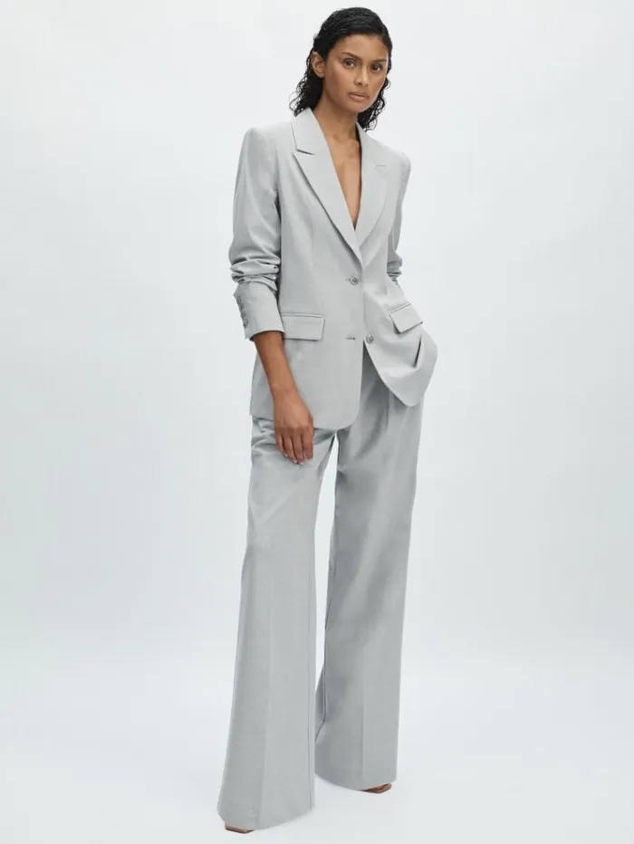 REISS Suits and Tailoring Women Oversized Sharkskin Suit Jacket Heather Grey