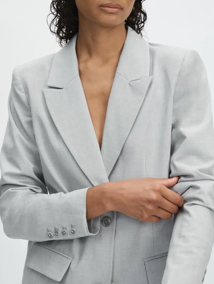 REISS Suits and Tailoring Women Oversized Sharkskin Suit Jacket Heather Grey