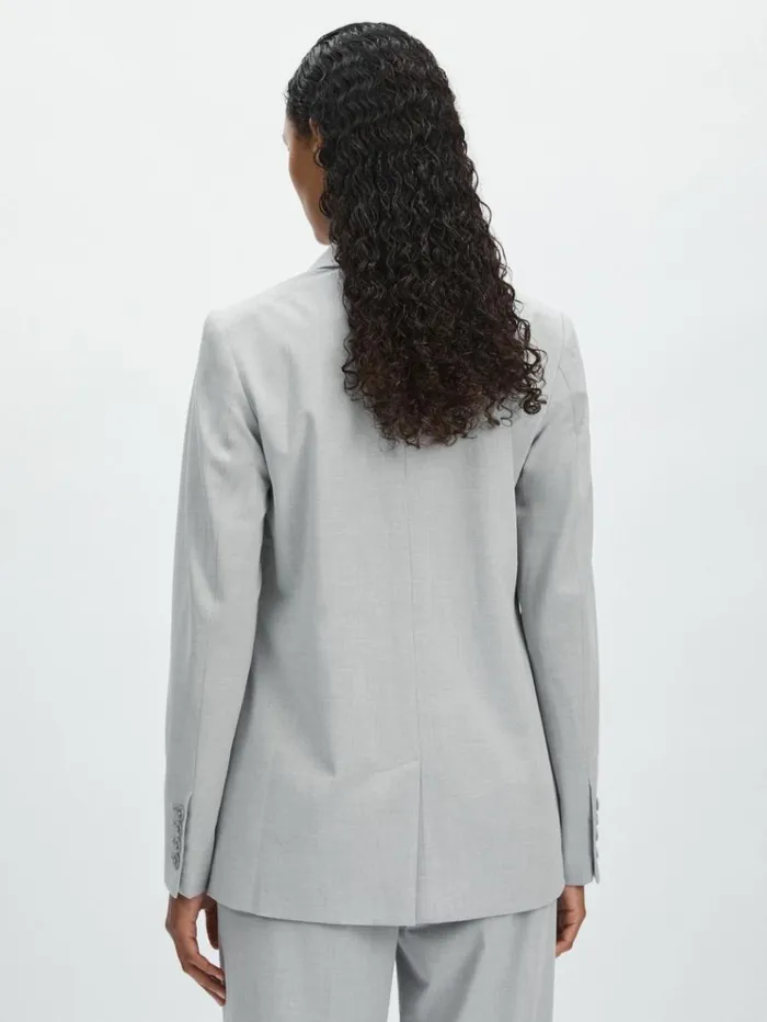 REISS Suits and Tailoring Women Oversized Sharkskin Suit Jacket Heather Grey