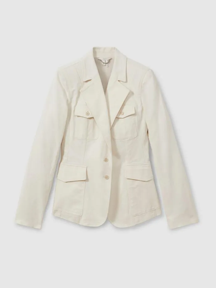 REISS Suits and Tailoring Women Paige Denim Blazer Ivory