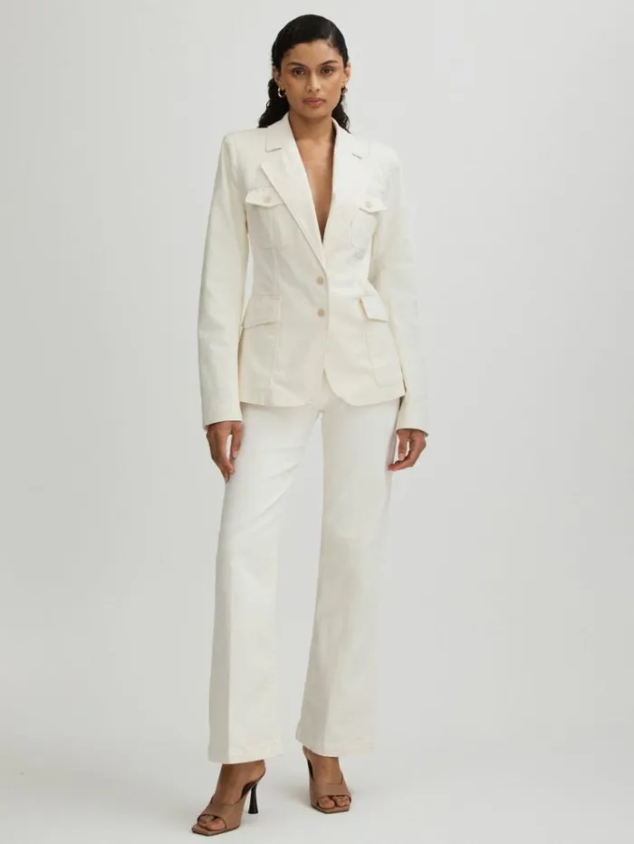REISS Suits and Tailoring Women Paige Denim Blazer Ivory