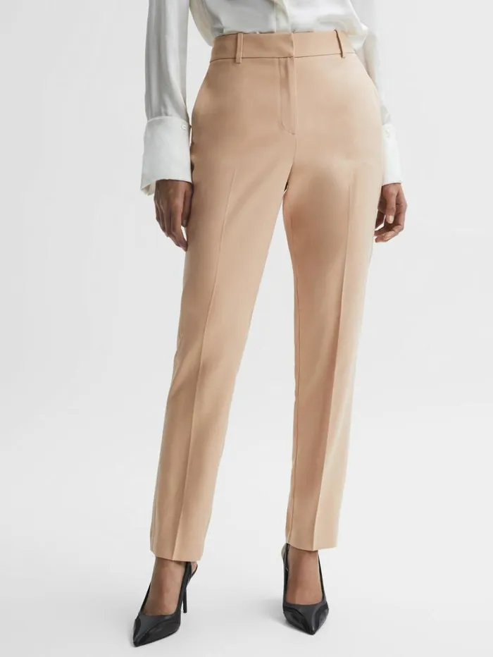 REISS Suits and Tailoring Women Slim Fit High Rise Trousers Camel