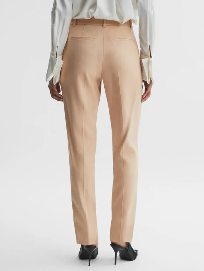 REISS Suits and Tailoring Women Slim Fit High Rise Trousers Camel