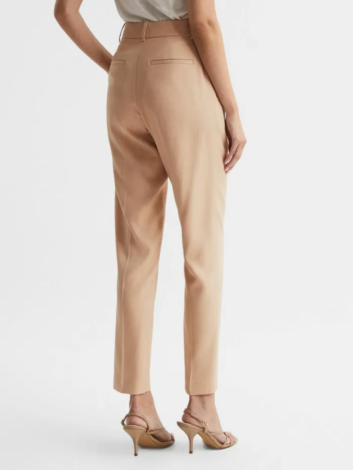 REISS Suits and Tailoring Women Slim Fit High Rise Trousers Camel