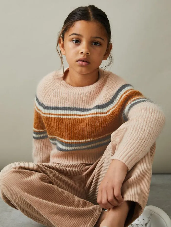 REISS Sweaters Children Colourblock Striped Jumper Pink