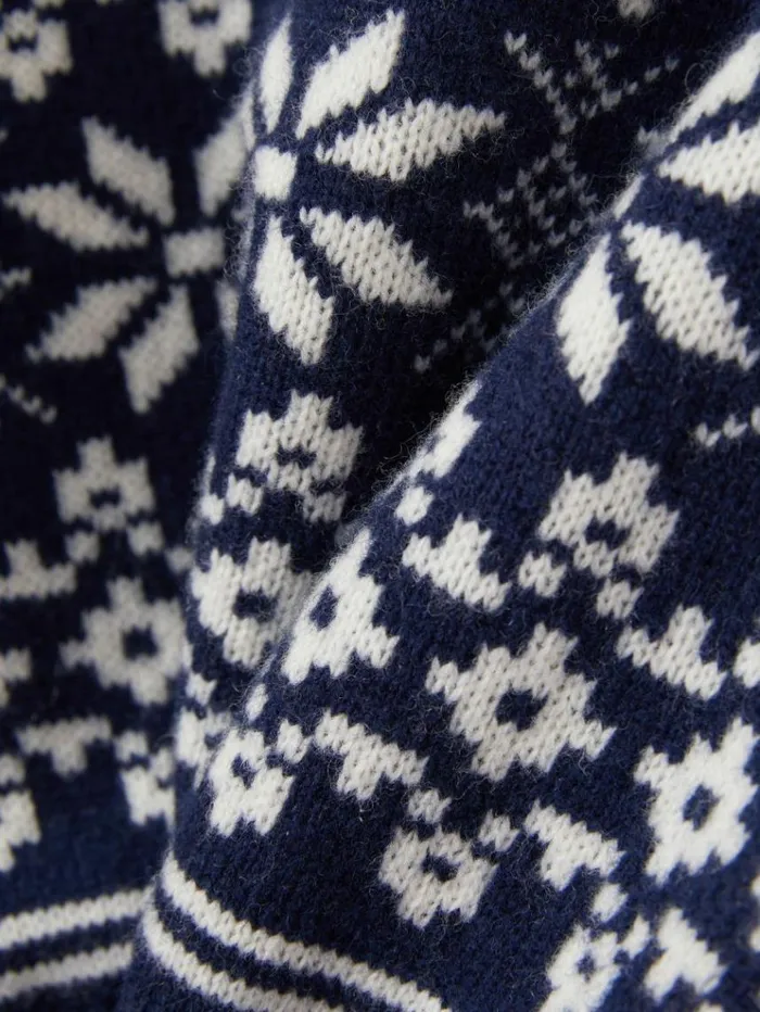 REISS Sweaters Children Merino FairIsle Jumper Bright Navy Bluewhite