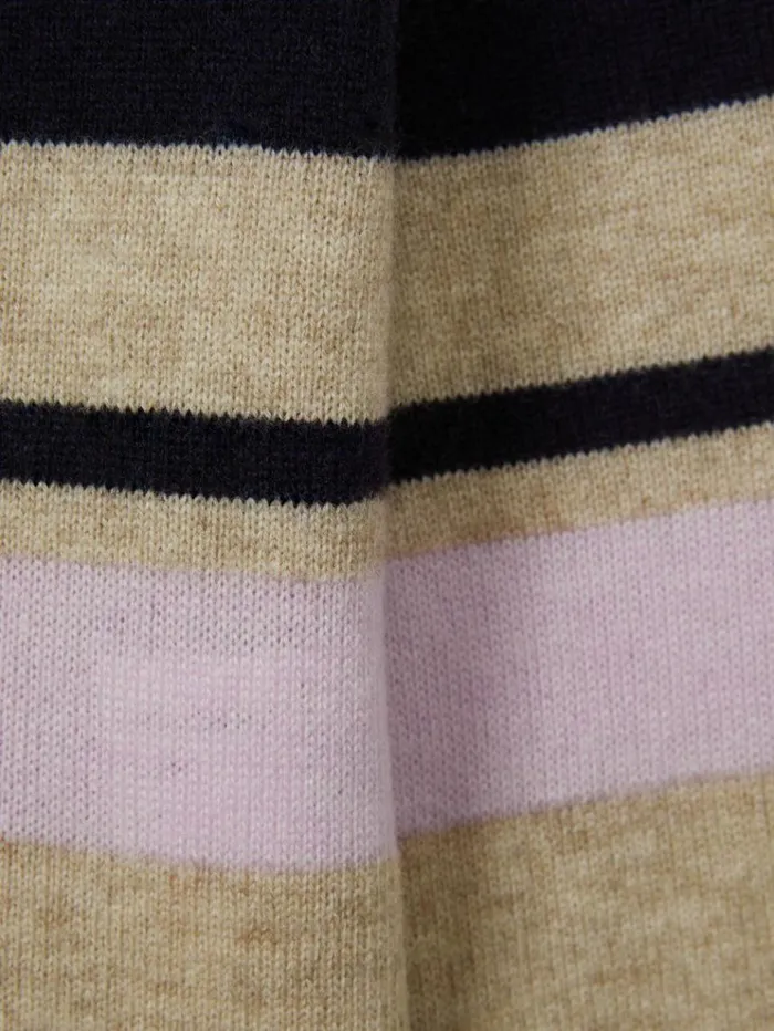 REISS Sweaters Children Wool Blend Striped Crew Neck Jumper Navy