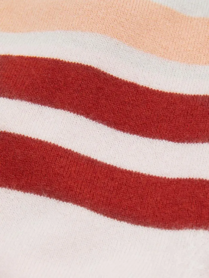 REISS Sweaters Children Wool Blend Striped Crew Neck Jumper Pink