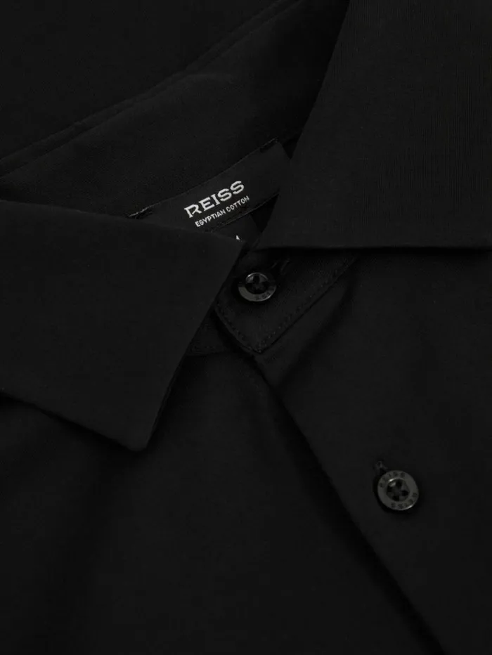 REISS Sweaters Men Mercerised Cotton Jersey Shirt Black