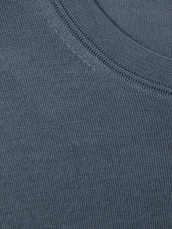 REISS Sweaters Men Merino Wool Crew Neck Jumper Airforce Blue
