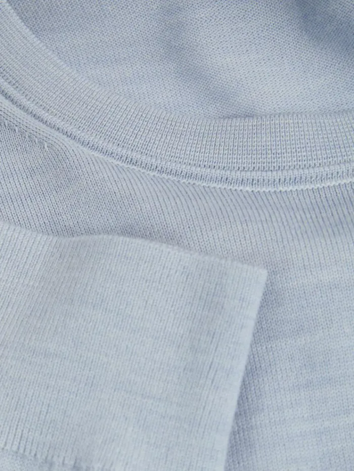 REISS Sweaters Men Merino Wool Crew Neck Jumper Soft Blue Melange
