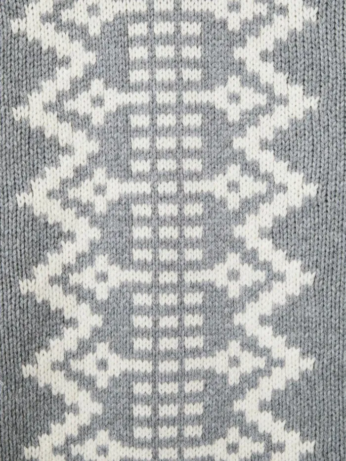 REISS Sweaters Men Wool Blend Fair Isle RollNeck Jumper Grey
