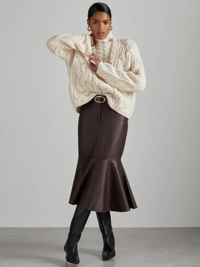 REISS Sweaters Women Atelier Wool And Cashmere Cabled Jumper Cream