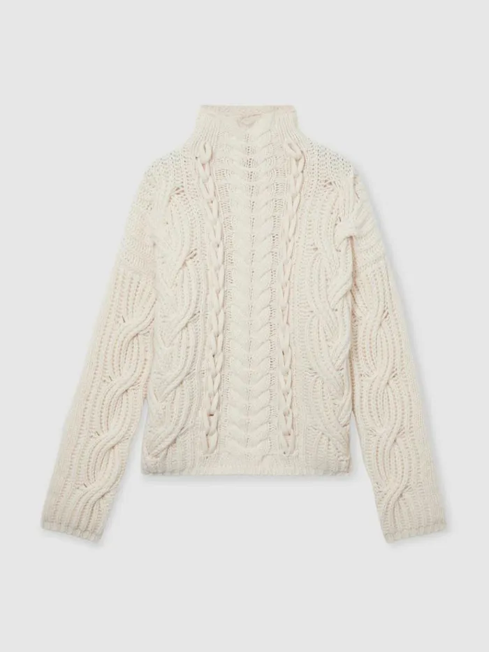 REISS Sweaters Women Atelier Wool And Cashmere Cabled Jumper Cream