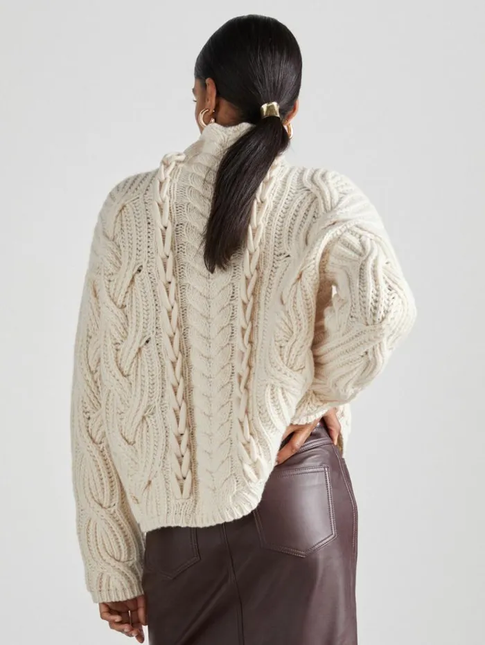 REISS Sweaters Women Atelier Wool And Cashmere Cabled Jumper Cream