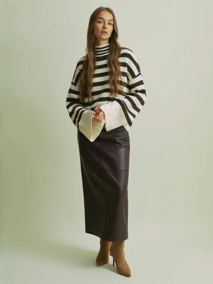 REISS Sweaters Women Florere Boxy Striped Jumper Chocolateivory