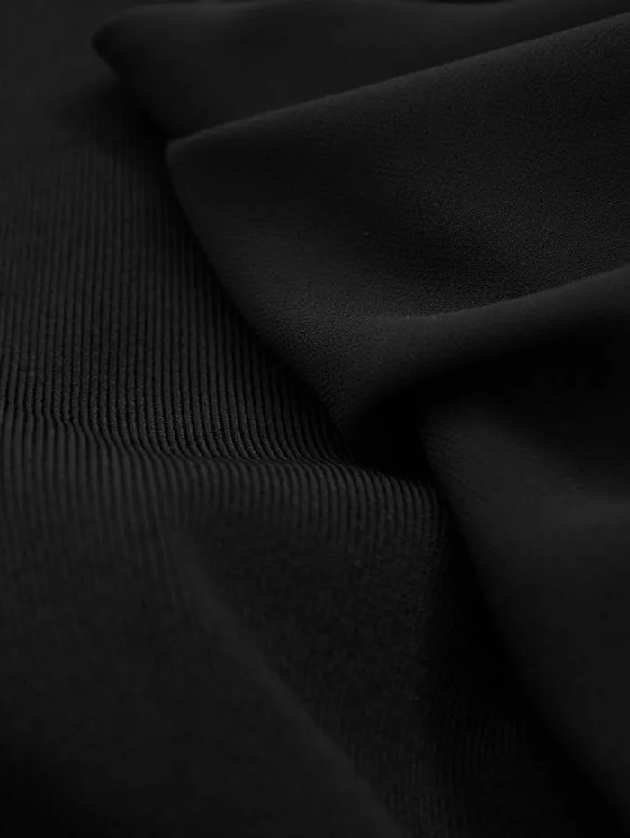 REISS Sweaters Women Florere Hybrid Knit Sheer Sleeve Black Top Black