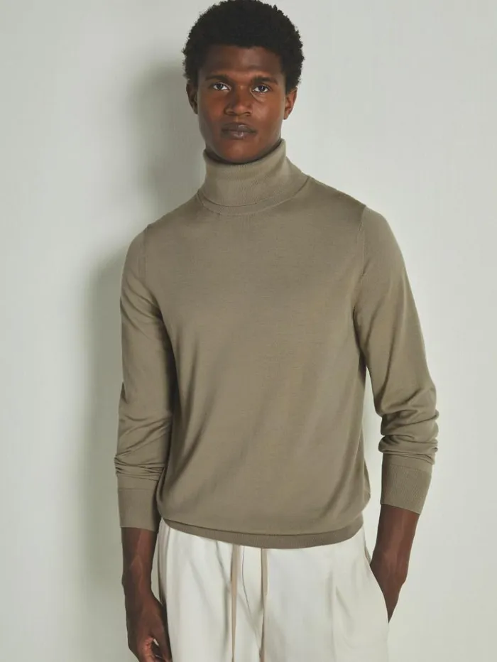 REISS Sweaters WomenMen Reiss Les 100 Ciels NobleWool RollNeck Jumper Mink Marl
