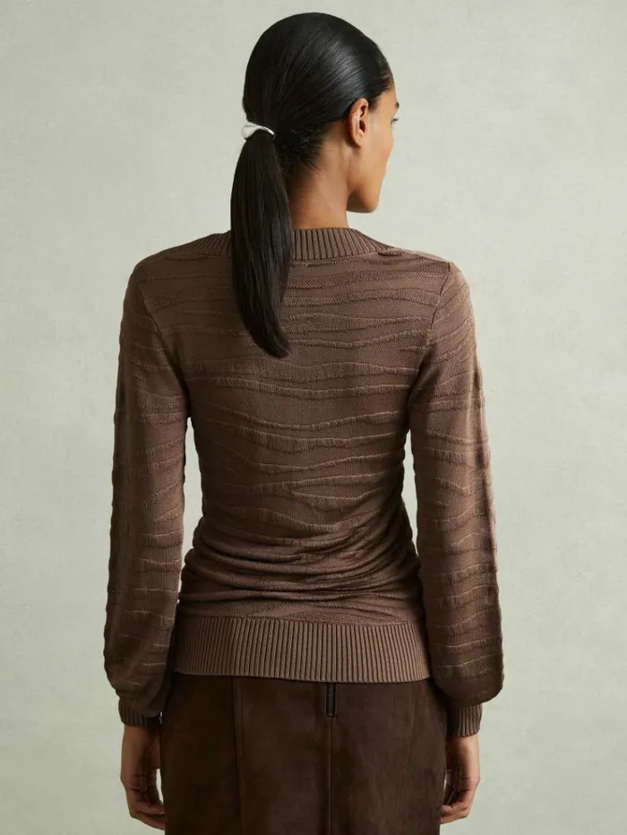 REISS Sweaters Women Striped VNeck Jumper Mink