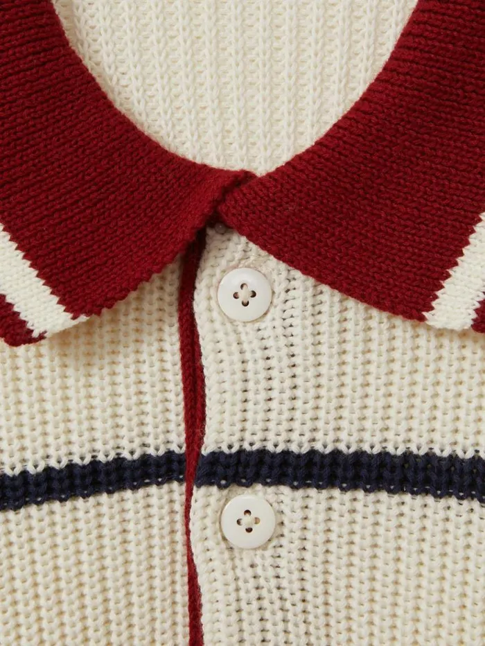 REISS Sweaters Women The Upside Oversized Cotton Polo Jumper White Stripe