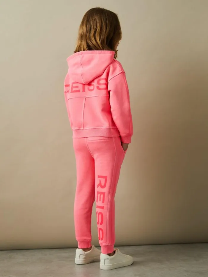 REISS Sweats and Hoodies Children Oversized Logo Cotton Blend Hoodie Bright Pink REISS Sweats and Hoodies Children Oversized Logo Cotton Blend Hoodie Bright Pink