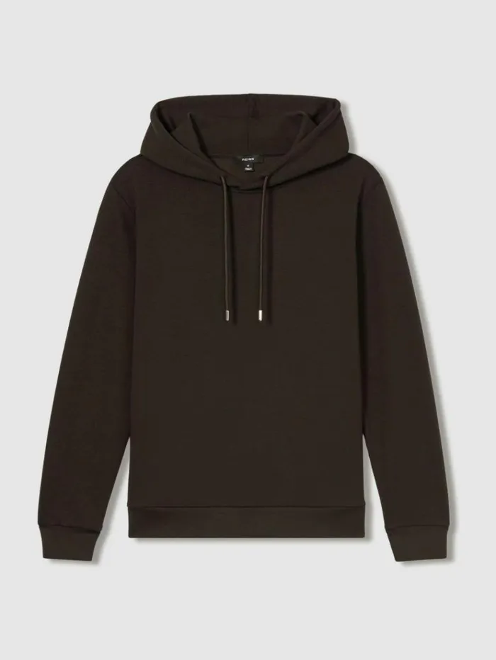 REISS Sweats Hoodies and Joggers Men Interlock Jersey Hoodie Chocolate Brown REISS Sweats Hoodies and Joggers Men Interlock Jersey Hoodie Chocolate Brown