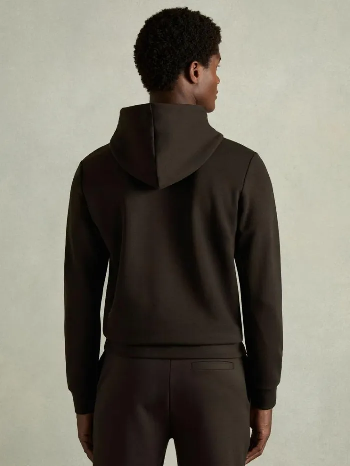 REISS Sweats Hoodies and Joggers Men Interlock Jersey Hoodie Chocolate Brown REISS Sweats Hoodies and Joggers Men Interlock Jersey Hoodie Chocolate Brown