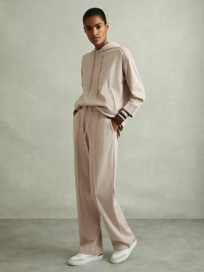 REISS Sweats Hoodies and Joggers Women Drawstring Straight Leg Jersey Joggers Stone REISS Sweats Hoodies and Joggers Women Drawstring Straight Leg Jersey Joggers Stone