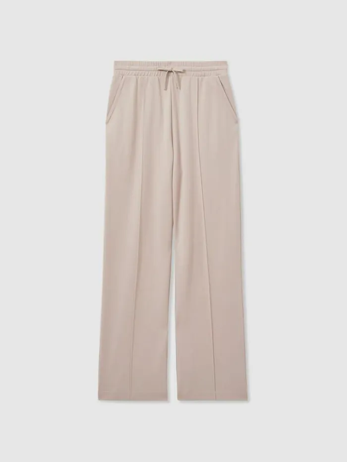 REISS Sweats Hoodies and Joggers Women Drawstring Straight Leg Jersey Joggers Stone