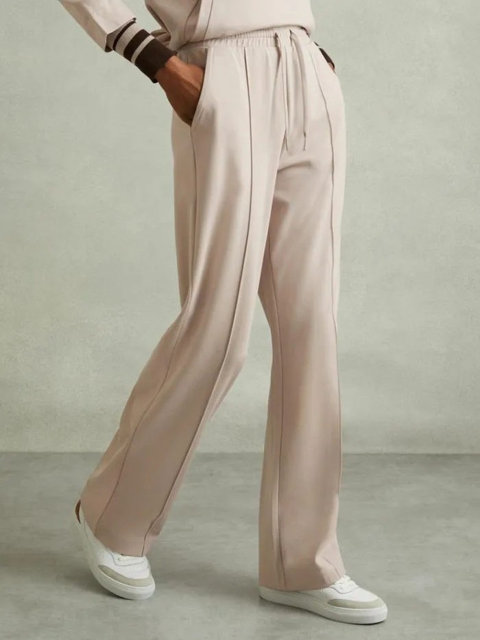 REISS Sweats Hoodies and Joggers Women Drawstring Straight Leg Jersey Joggers Stone