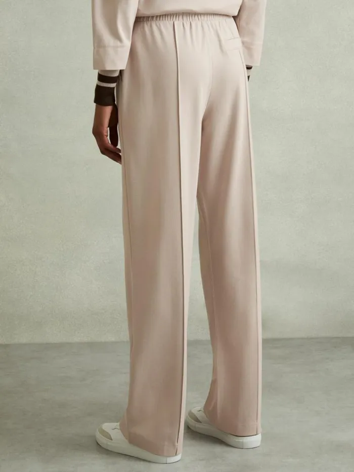 REISS Sweats Hoodies and Joggers Women Drawstring Straight Leg Jersey Joggers Stone
