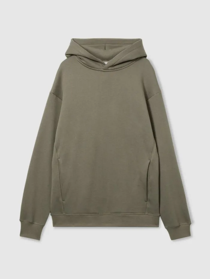 REISS Sweats Hoodies and Joggers WomenMen Reiss Les 100 Ciels ModalBlend Jersey Hoodie Khaki