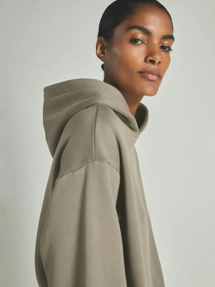 REISS Sweats Hoodies and Joggers WomenMen Reiss Les 100 Ciels ModalBlend Jersey Hoodie Khaki